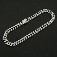 Fashion Hip Hop Metal Cuban Necklace Thick Pearl Full Diamond Alloy Necklace sku image 3