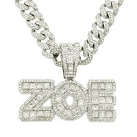 Creative Square Diamond Letter Splicing Cuban Chain Necklace sku image 4