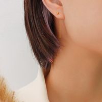 European And American Simple Mini Steel Ball Long Ear Line Titanium Steel Earrings sku image 1