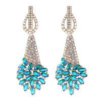 Fashion Colored Diamond Alloy Inlaid Full Diamond Flower Earrings Wedding Banquet Accessories sku image 2