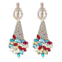 Fashion Colored Diamond Alloy Inlaid Full Diamond Flower Earrings Wedding Banquet Accessories sku image 3