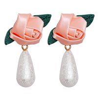 Retro Fashion Simple Rose Water Drop Pearl Earrings sku image 2