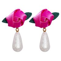 Retro Fashion Simple Rose Water Drop Pearl Earrings sku image 3