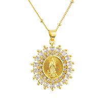 Fashion Virgin Mary Inlaid Zirconium Necklace Copper Necklace Wholesale sku image 1