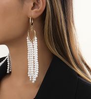 European And American Jewelry Retro Imitation Pearl Tassel Earrings sku image 1