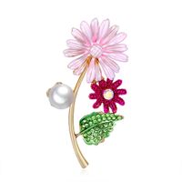 Korean New Pink Flower Brooch Creative Fashion Alloy Oil Drip Flower Brooch Wholesale sku image 1