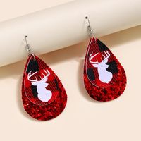 Creative Drop-shaped Christmas Series Sequined Leather Earrings Female Wholesale sku image 1