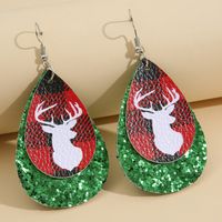 Creative Drop-shaped Christmas Series Sequined Leather Earrings Female Wholesale sku image 2