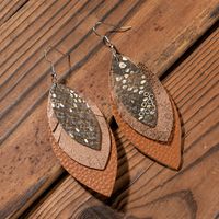 1 Pair Ethnic Style Leaves Pu Leather Drop Earrings sku image 3