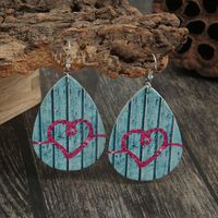 New Valentine's Day Retro Vertical Pattern Double-sided Leather Earrings Wholesale sku image 1