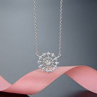 S925 Sterling Silver Personalized New Diamond Clavicle Chain Zircon Pendant Necklace sku image 1