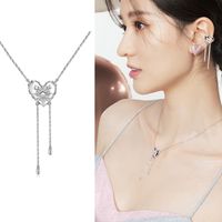 Retro Heart Pink Zirconium Ear Bone Clip Necklace Wholesale main image 4