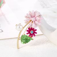Korean New Pink Flower Brooch Creative Fashion Alloy Oil Drip Flower Brooch Wholesale main image 4