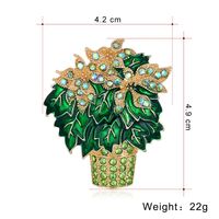 Korean Green Flower Brooch Creative Oil Drop Flower Diamond Plant Brooch Wholesale main image 3
