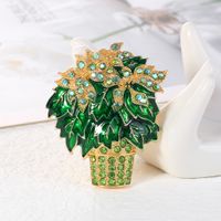 Korean Green Flower Brooch Creative Oil Drop Flower Diamond Plant Brooch Wholesale main image 4
