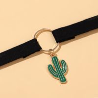 New Retro Simple Korean Velvet Clavicle Chain Fashion Creative Moth Cactus Necklace Wholesale main image 6