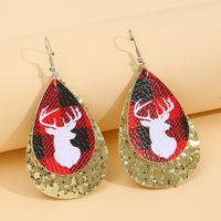 Creative Drop-shaped Christmas Series Sequined Leather Earrings Female Wholesale main image 4