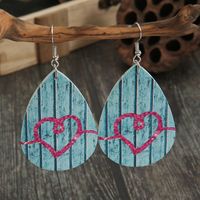 New Valentine's Day Retro Vertical Pattern Double-sided Leather Earrings Wholesale main image 1