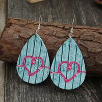 New Valentine's Day Retro Vertical Pattern Double-sided Leather Earrings Wholesale main image 3