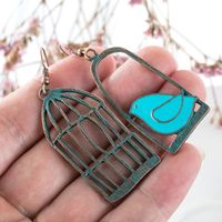 European And American Asymmetrical Alloy Earrings Creative Bird Cage Long Pendant Earrings main image 3