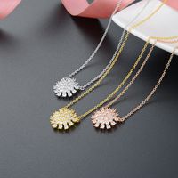 S925 Sterling Silber Mode Anhänger Koreanische Zirkon Sonnenblume Schlüsselbein Kette Damen Halskette main image 4