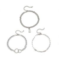 Nouvelle Personnalité Tendance Serrure Pendentif Double Cercle Chaîne Combinaison De Cheville Ensemble De Trois Pièces main image 6