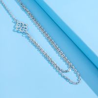 Simple Fashion Female Hollow Auspicious Double-layer Clavicle Chain Necklace main image 3