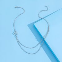 Simple Fashion Female Hollow Auspicious Double-layer Clavicle Chain Necklace main image 4