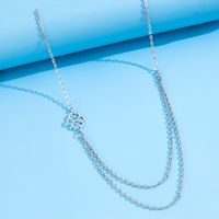 Simple Fashion Female Hollow Auspicious Double-layer Clavicle Chain Necklace main image 5