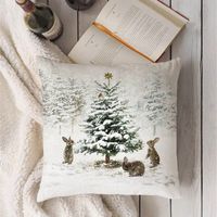 Animal And Snow Landscape Linen Print Pillowcase main image 3
