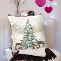 Animal And Snow Landscape Linen Print Pillowcase main image 5