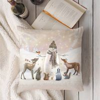 Animal And Snow Landscape Linen Print Pillowcase main image 12