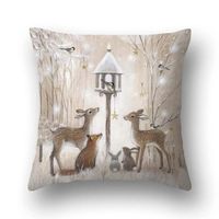 Animal And Snow Landscape Linen Print Pillowcase sku image 1