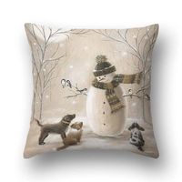 Animal And Snow Landscape Linen Print Pillowcase sku image 6