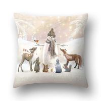 Animal And Snow Landscape Linen Print Pillowcase sku image 3