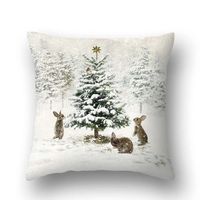 Animal And Snow Landscape Linen Print Pillowcase sku image 4
