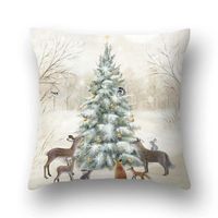Animal And Snow Landscape Linen Print Pillowcase sku image 7