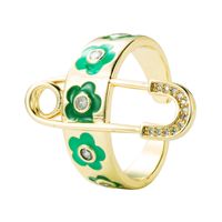 Fashion Brooch Flower Dripping Oil Copper Gold-plated Micro-inlaid Zircon Ring main image 6