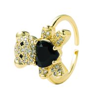 Retro Copper-plated Real Gold Micro-inlaid Zircon Heart-shaped Bear Ring main image 6