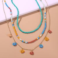 Mode Blumenfarbe Perlen Spleißen Mehrschichtige Halskette main image 5