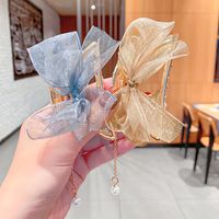 Korean Version Of Lace Butterfly Hairpin Pearl Tassel Hair Catch Metal Large Catch Clip Hair Accessories main image 5