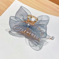 Korean Version Of Lace Butterfly Hairpin Pearl Tassel Hair Catch Metal Large Catch Clip Hair Accessories main image 4