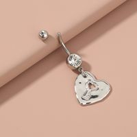 Heart Shape Hollow Pendant Stainless Steel Belly Button Nail Piercing Simple Personality Belly Button Ring main image 3