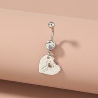 Heart Shape Hollow Pendant Stainless Steel Belly Button Nail Piercing Simple Personality Belly Button Ring main image 6