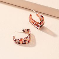 Korea Acrylic Earrings Retro Checkerboard Earrings Irregular Stud Earrings Wholesale main image 5
