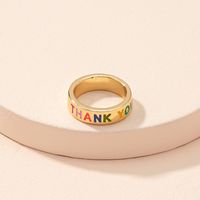 European And American Rainbow English Letters Dripping Oil Ring main image 1