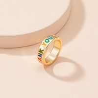European And American Rainbow English Letters Dripping Oil Ring main image 3