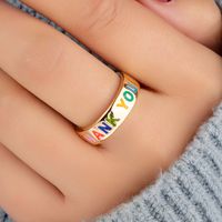 European And American Rainbow English Letters Dripping Oil Ring main image 5