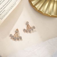 New Crystal Heart Asymmetrical Leaf Pendant Earrings Wholesale main image 5