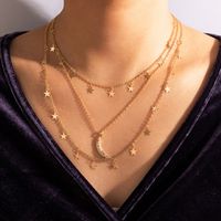 Fashion Simple Jewelry Alloy Moon Multilayer Necklace Star Disc Three Layer Necklace main image 1